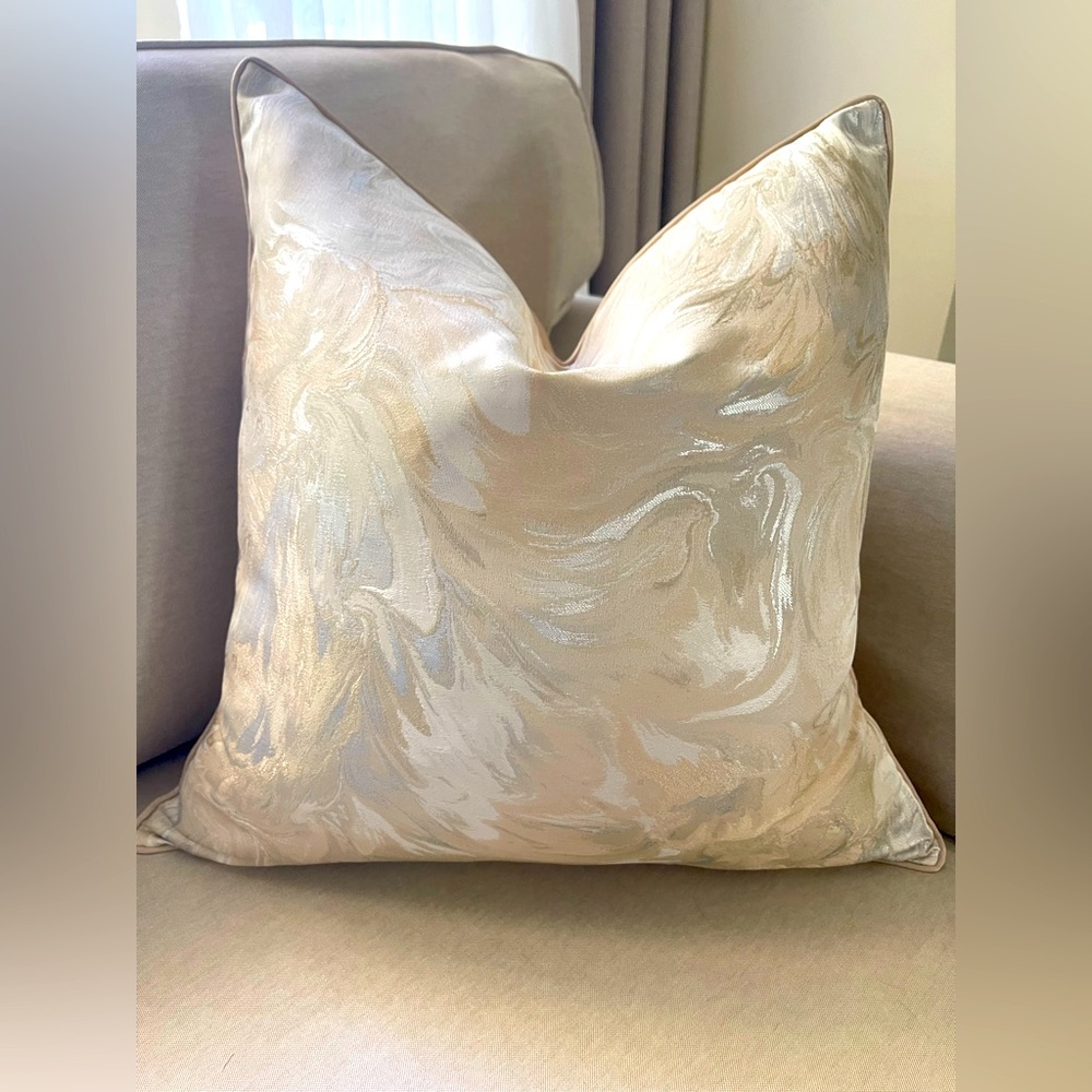 - luxury Champagne and  sliver waves glam pillow.          Size 22 x22 inches - Picture 8 of 11